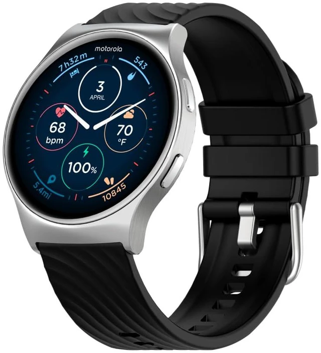 Main image of Moto Watch 120 - Premium Bluetooth Smartwatch with AMOLED Display, 10-Day Battery, Heart Rate & SpO2 Tracking, Fitness & Health Monitoring, Compatible with Android and iPhone - Silver