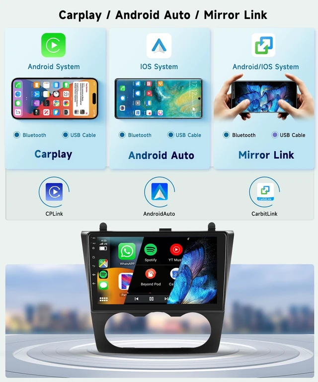 Alt view image 3 of 4 - 8 CORE 4G+64G for Nissan Altima 2008-2012 Car Radio Stereo, Wireless CarPlay Android Auto 9 Inch 1280 * 720P IPS Touch Screen 32-Band DSP Android 13 GPS WiFi Bluetooth SWC Camera (Manual A/C)