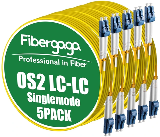 Main image of 5Pack 15M(50ft) OS2 LC to LC Fiber Patch Cable Duplex Singlemode SM 9/125µm 2.0mm Diameter Fiber Optic Cable, LSZH Fiber Jumper,OS1/OS2 Compatible