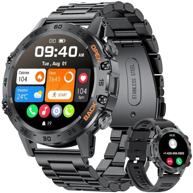 Main image of Smart Watches for Men(Answer/Calls),1.39 inch Touchscreen/5ATM Waterproof/120+ Sports Modes Fitness Watch with Heart Rate for Android/iOS Steel Black