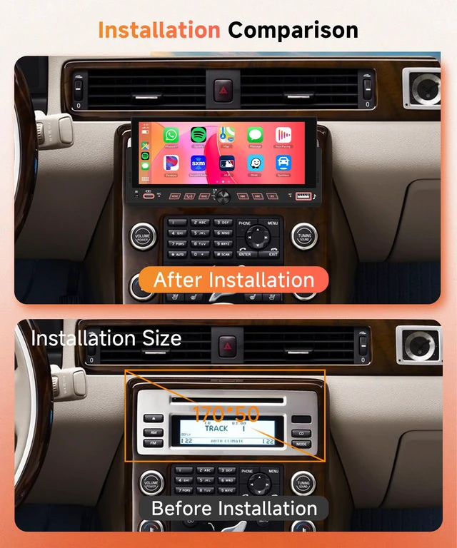 Alt view image 2 of 4 - Car Stereo Single Din Wireless Carplay 6.86 inch Touch Screen Android Auto, Car Radio with Bluetooth 5.2 Mirror Link FM/EQ USB/AUX/TF/SWC/MIC Car Audio Receiver with Backup Camera