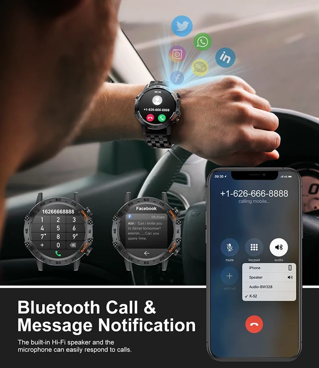 Alt view image 3 of 4 - Military Smart Watch for Men(Answer/Dial Calls),1.39''HD Touchscreen,100 Sports Modes, 5ATM Waterproof Fitness Watch,with Blood Pressure/Heart Rate/SpO2 Smart Watch for Android/iOS