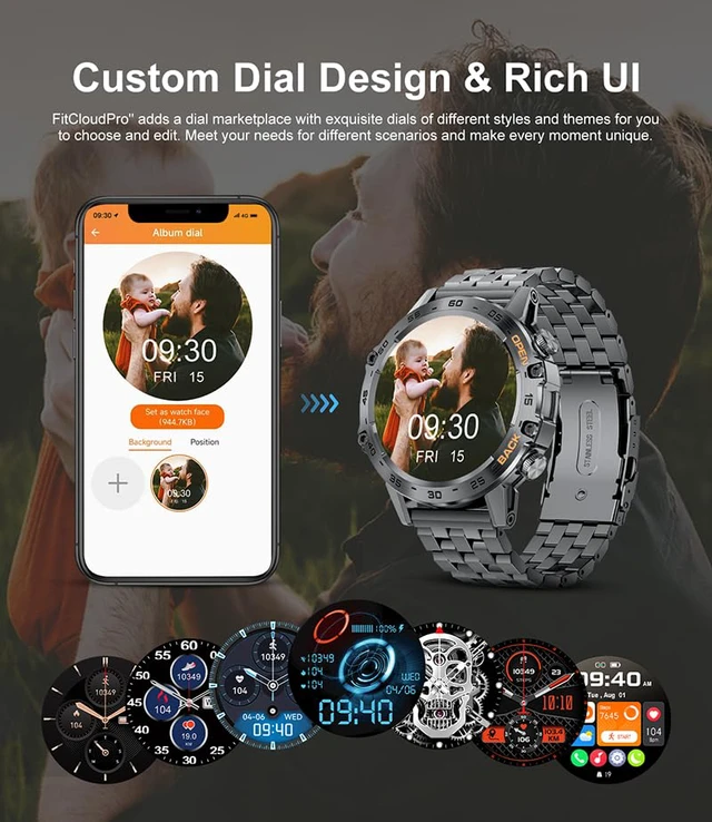 Alt view image 4 of 4 - Military Smart Watch for Men(Answer/Dial Calls),1.39''HD Touchscreen,100 Sports Modes, 5ATM Waterproof Fitness Watch,with Blood Pressure/Heart Rate/SpO2 Smart Watch for Android/iOS