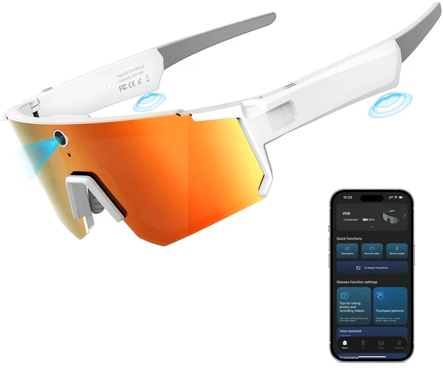 Main image of AI Ultra Pro Smart Glasses: 4K Wearable Camera with 6-Axis EIS Stabilization, ChatGPT-4o Voice Assistant, IP66 Waterproof Sport Sunglasses, Dual-Mic ENC Noise Cancelling Arctic Crimson Ice