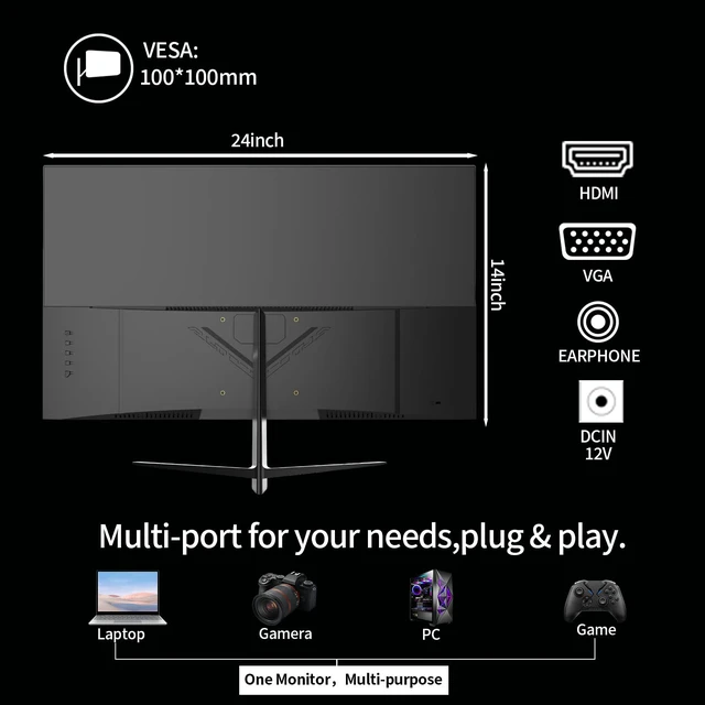Alt view image 3 of 4 - 27 Inch Curved Gaming Monitor 144Hz-1080P FHD Computer Monitor,VESA Mount,HDMI/VGA Ports,Tilt Adjustable-Black