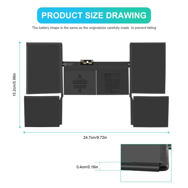 Alt view image 3 of 4 - A1527 Battery for A1534 Battery (Early 2015 2016 Mid 2017) Fit for MacBook8,1 9,1 10,1 A1534 MacBook Rtina 12 inch 12 Inch Retina EMC 2746 2991 3099 MNYG2 MLHA2 MNYF2 MF855 MF865 MK4M2 MJY32 661-02267
