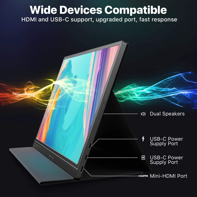 Alt view image 6 of 7 - Portable Monitor 15.6'' FHD 1080P Portable Laptop Monitor USB C HDMI Gaming Monitor
