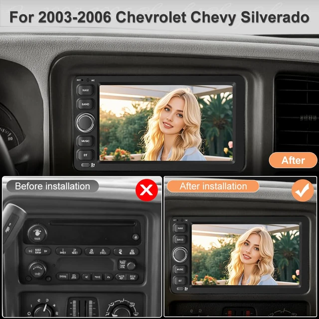 Alt view image 2 of 4 - Android 13 Car Radio Stereo for Chevrolet Chevy Silverado Impala Tahoe GMC Sierra Yukon 2003 2004 2005 2006 with 2G RAM 64G ROM Backup Camera Wireless Carplay Android Auto GPS FM Bluetooth