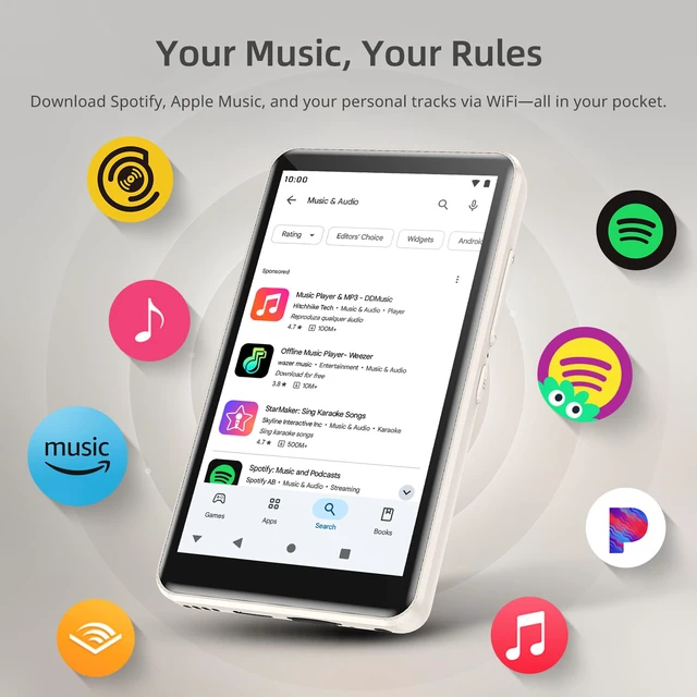 Alt view image 3 of 4 - Android MP3 Player with WiFi & Bluetooth, G7 Mini 4 Touchscreen MP4 Player with Spotify & Streaming Apps, Portable Music Player, Audiobooks, Travel, Expandable Storage (64GBWhite)