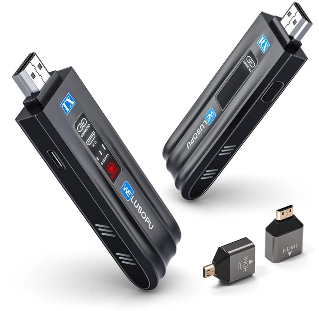 Main image of 2026 Upgraded Wireless HDMI Transmitter and Receiver, HDMI Wireless Extender 4K Decode Input 1080P Output, 2.4/5G, for Laptop PC TV Box to TV Monitor Projector for Home Church Office, 328FT