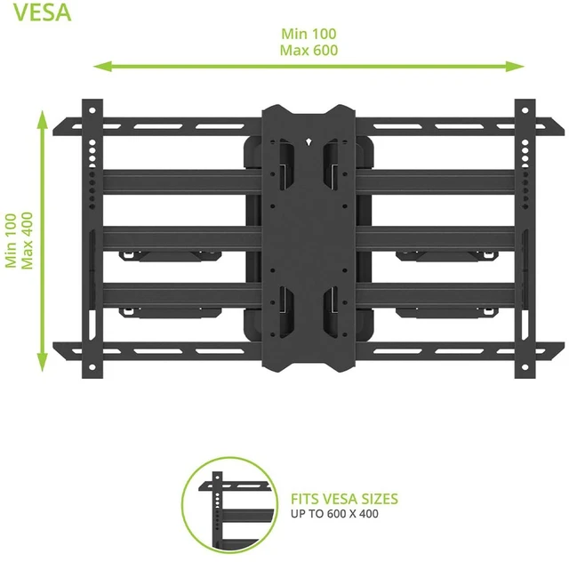Alt view image 3 of 4 - PDC650 Full Motion Corner TV Mount for 37-inch to 70-inch TVs | Supports up to 125 lbs (56 kg) | Swivel 40° | Tilt +15°/-3°