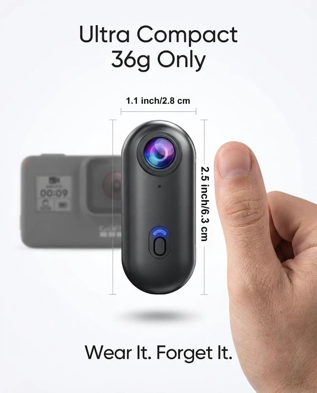 Alt view image 3 of 4 - 4K POV Thumb Action Camera Wearable Mini Body Camera Clip On Waterproof Hands-Free Body Cam Video Recorder for Ski Cycling Running Swimming Hiking Travel Vlogging