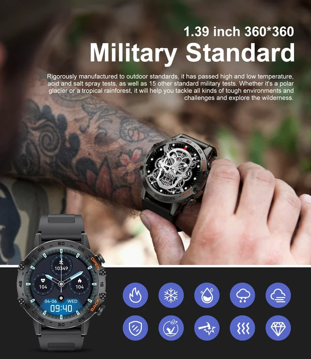 Alt view image 2 of 4 - Smart Watches for Men(Answer/Calls),1.39 inch Touchscreen/5ATM Waterproof/120+ Sports Modes Fitness Watch with Heart Rate for Android/iOS Silicon Black