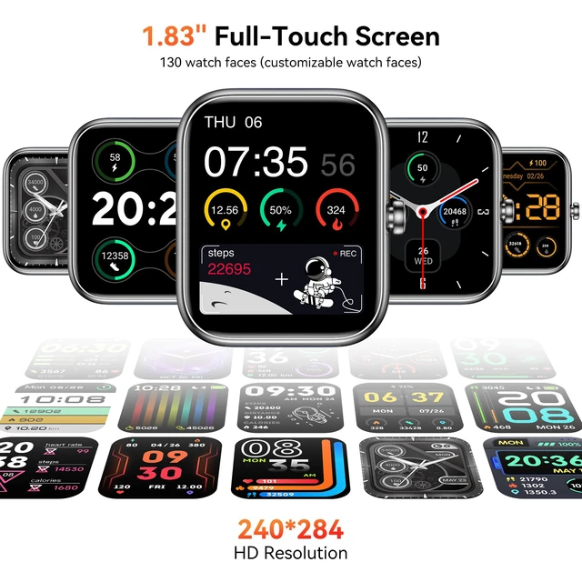Alt view image 2 of 4 - Smart Watch with Alexa Built-in, 1.83" HD Health Fitness Tracker, Bluetooth Calls/Notifications, 120+ Sports Modes, 24/7 Heart Rate/Sleep Tracking, IP68 Waterproof for iPhone and Android (Purple)