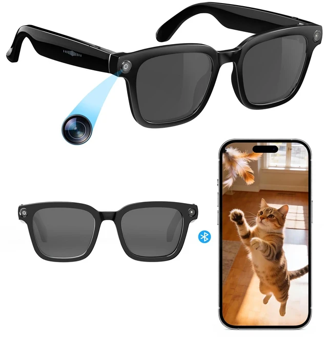 Main image of Smart-Glasses with Camera and Audio, 8MP HD Camera Smart-Sunglasses for Men Women, 1080P Video Recording AI Glasses, Real Time Translation, Voice Assistant