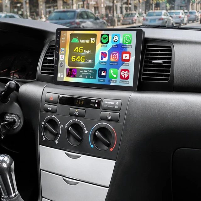 Main image of 5Ghz WiFi 4G+64G Android 15 Car Radio for Toyota Corolla EX 2005-2012 Car Stereo with Wireless Carplay Android Auto, 9 Inch HD Touchscreen with WiFi GPS Bluetooth5.0 FM/RDS 32EQ SWC Backup Camera MIC
