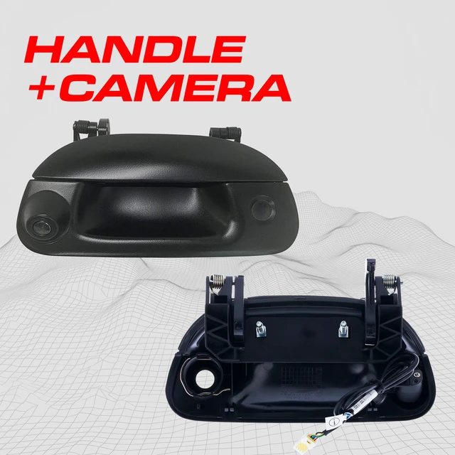Alt view image 2 of 4 - Black Tailgate Handle with Backup Camera Replacement for Ford F150 F250 F350 F450 F550 (1997-2007) | Key Hole Plug | IP68 Waterproof | Parking Grid Lines Available | Easy to Install