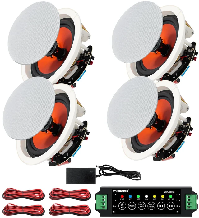 Main image of 6.5 Inch Bluetooth Ceiling Speakers,600W Wired Recessed Speaker System, Ideal for Home Theater, Living Room,Office,Kichten,Study Room,Basement,Covered Patio and Flush Mount (4 Speakers)