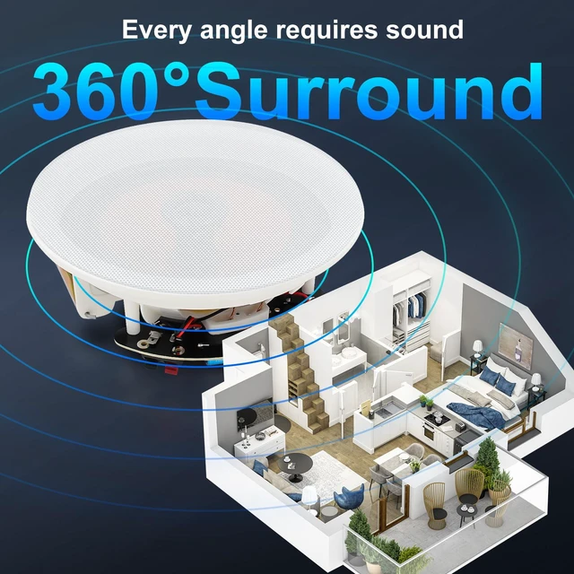 Alt view image 3 of 4 - 6.5 Inch Bluetooth Ceiling Speakers,600W Wired Recessed Speaker System, Ideal for Home Theater, Living Room,Office,Kichten,Study Room,Basement,Covered Patio and Flush Mount (4 Speakers)