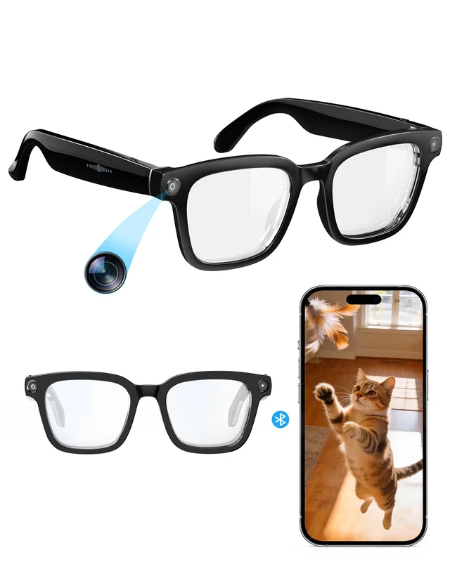 Main image of Smart-Glasses with Camera and Audio, 8MP HD Camera Blue-Light Glasses for Men Women, 1080P Video Recording AI Glasses, Real Time Translation, Voice Assistant