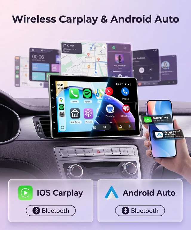 Alt view image 2 of 6 - 10.1 inch Single Din Car Stereo Radio CarPlay Android Auto Mirror Link, Detachable IPS Touch Screen Car Radio with Bluetooth FM/EQ/USB/SWC/MIC Car Audio Receiver AHD Backup Camera