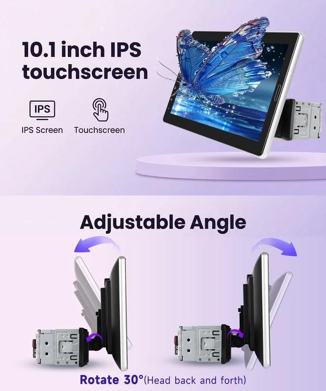 Alt view image 3 of 6 - 10.1 inch Single Din Car Stereo Radio CarPlay Android Auto Mirror Link, Detachable IPS Touch Screen Car Radio with Bluetooth FM/EQ/USB/SWC/MIC Car Audio Receiver AHD Backup Camera