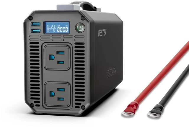 Main image of 1200 Watt Power Inverter, 12V DC to 110V AC Car Inverter with LCD Display, 2 AC Outlets, 5V/2.4A USB Port, Cables Included, Car Power Converter for Truck, Home, Vehicles, Laptop