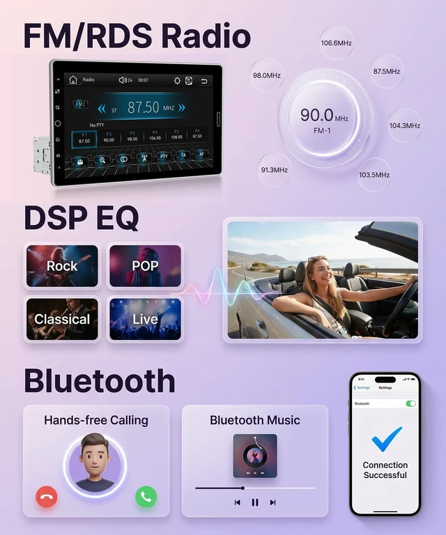 Alt view image 4 of 6 - 10.1 inch Single Din Car Stereo Radio CarPlay Android Auto Mirror Link, Detachable IPS Touch Screen Car Radio with Bluetooth FM/EQ/USB/SWC/MIC Car Audio Receiver AHD Backup Camera