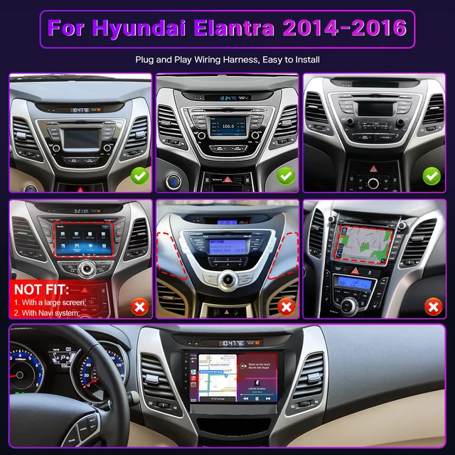 Alt view image 2 of 4 - 2+32G Android Car Stereo for Hyundai Elantra 2014 2015 2016 Radio Support with Wireless Apple Carplay Android Auto, 9'' Touchscreen in-Dash Bluetooth WiFi GPS Navigation Backup Camera