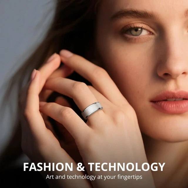 Alt view image 4 of 4 - R10 Smart Ring, Smart Health Ring for Women, Features Heart Rate, Blood Oxygen, Sleep Monitoring, Pedometer, and Fitness Tracker, No Subscription Fee. (Silver, 8#)