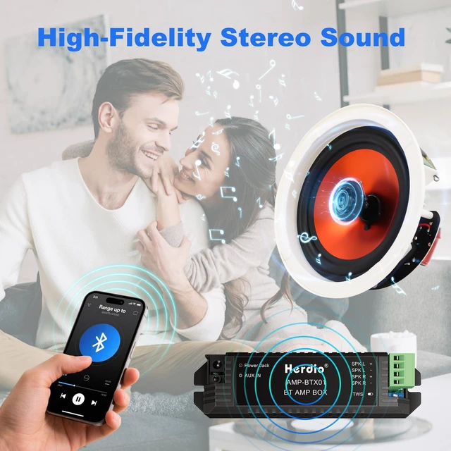 Alt view image 2 of 4 - 4 Inch Bluetooth Ceiling Speakers Max Power 240 Watts 2 Way Flush Mount in Wall Speaker Great for Bathroom, Kitchen,Living Room,Office(1 Pair)