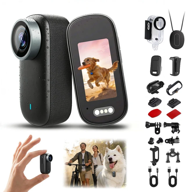 Main image of 4K Mini Body Camera with 1.47" Screen & WiFi, Vertical/Horizontal Video, 3-Hour Battery Magnetic Thumb Action Camera, Wearable POV Camera for Travel, Hiking & Personal Safety(Black32GB)