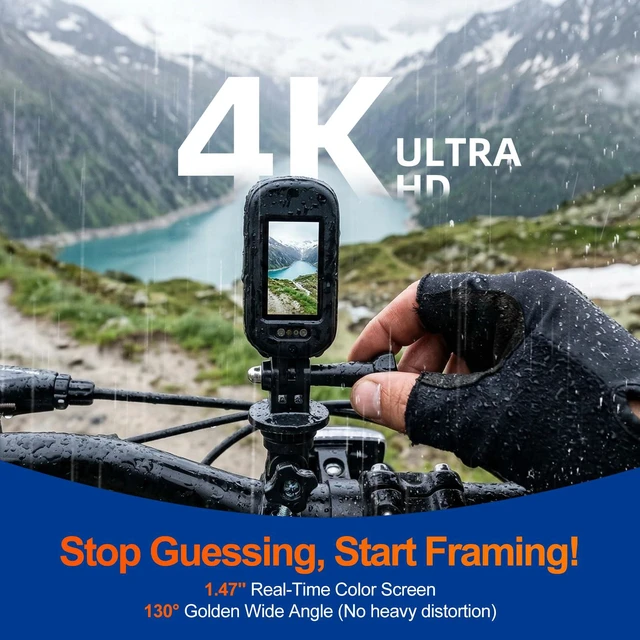 Alt view image 2 of 7 - 4K Mini Body Camera with 1.47" Screen & WiFi, Vertical/Horizontal Video, 3-Hour Battery Magnetic Thumb Action Camera, Wearable POV Camera for Travel, Hiking & Personal Safety(Black32GB)