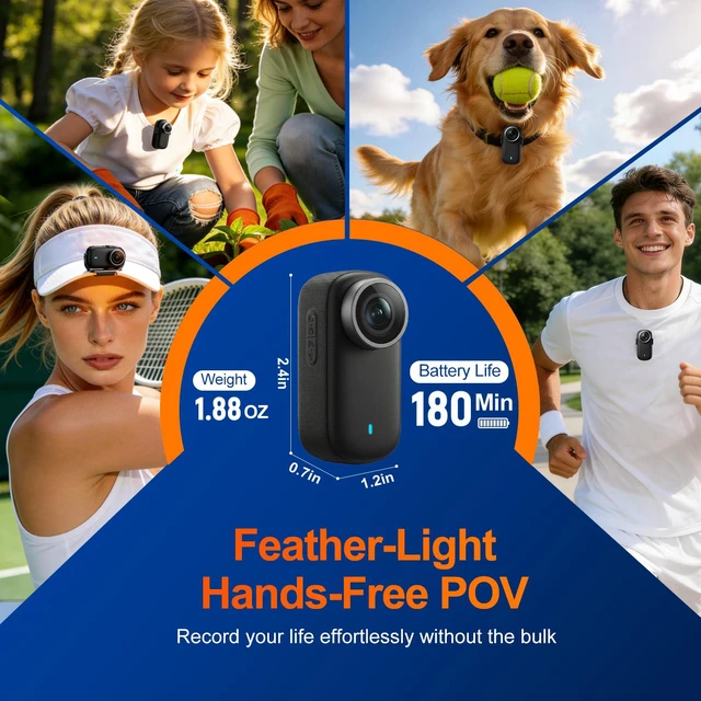 Alt view image 3 of 7 - 4K Mini Body Camera with 1.47" Screen & WiFi, Vertical/Horizontal Video, 3-Hour Battery Magnetic Thumb Action Camera, Wearable POV Camera for Travel, Hiking & Personal Safety(Black32GB)