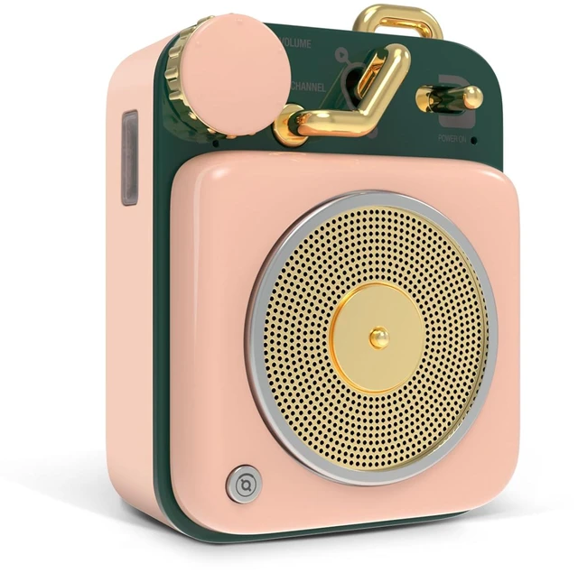 Main image of Mini Bluetooth Speaker, Button Small Cute Portable Metal Retro Wireless Speaker with Loud Volume Great Sound and Portable Lanyard & Gift Bag for Office Classic Vintage Decor