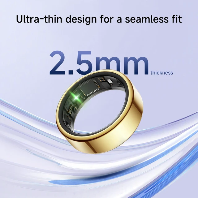 Alt view image 3 of 7 - Smart Health Ring for Women Men Fitness Tracker with Heart Rate, Support Sleep Monitoring and Exercise Recording, IP68 Waterproof for iOS and Android, No APP FeeUltra-Thin Design (Gold, 10)