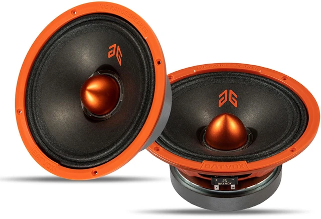 Main image of MX80E2 Loudspeaker 8 Inch Midrange 640 Watts 4 Ohms Orange Bullet, Premium Quality Audio Door Speakers for Car or Truck Stereo Sound System, Orange (2 Speakers)
