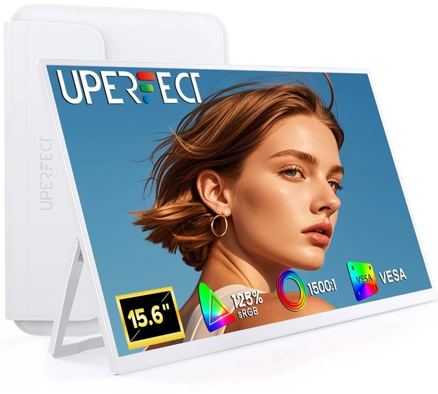 Main image of Portable Monitor 15.6", 125% sRGB 1080P Laptop Monitor, Ultra-Slim White Display, USB-C & MINI HDMI, 350 Nits, VESA & Case, Travel Small Second Screen for Computer, Mini PC, Game Consoles