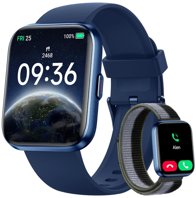 Main image of Smart Watch for Women, Answer/Make Calls, Alexa Built-in, 1.85" Touch Screen Fitness Tracker for Android & iPhone, Heart Rate/Sleep/SpO2 Monitor Smartwatch, Waterproof (Deep Blue)