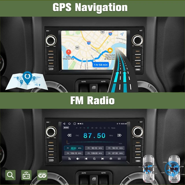 Alt view image 4 of 4 - 4Core 64GB ROM Car Radio Stereo for Dodge Ram 1500 2500 3500 2009-2012 Jeep Wrangler 2007-2018 Avenger Challenger, 7 Inch Touch Screen with Wireless CarPlay Android Auto Backup Camera