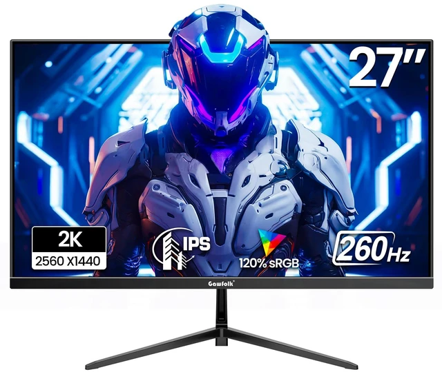 Main image of 27 Inch Gaming Monitor IPS 260Hz, QHD 2560 * 1440p PC Monitors, Computer Screen for Home & Office, Support HDMI & DP, Wall Mount Compatible 75 * 75mm, Black