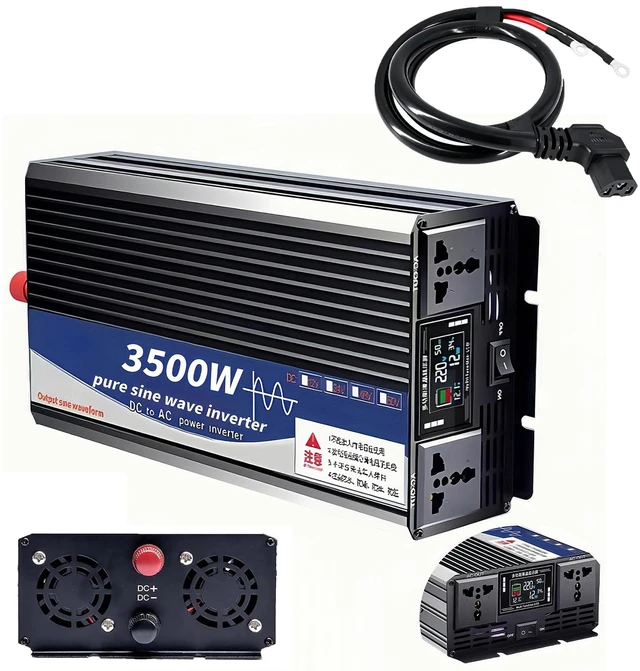 Main image of 3500W Power Inverter 72V DC to 110V AC Converter with LED Display Dual AC Outlets Dual Fans Radiating for RV, Camp, Boat and Home Emergency Portable Pure Sine Wave Inverter (Smart Screen, 3500W 72V)