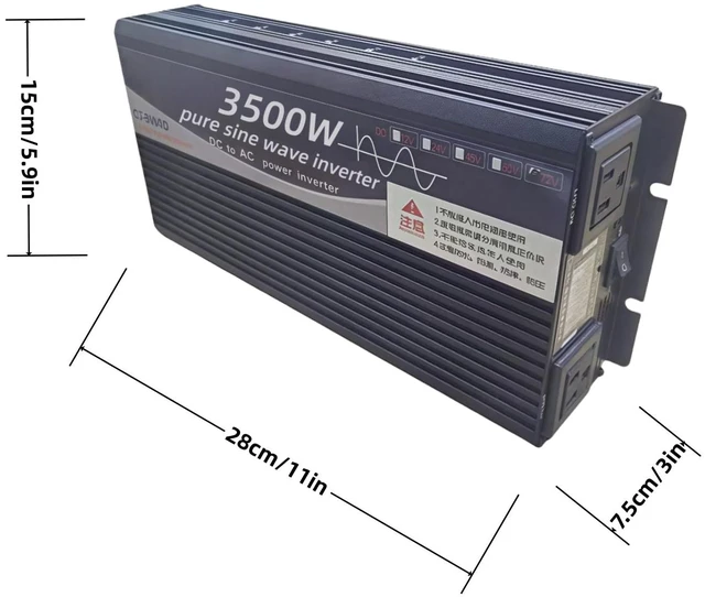Alt view image 2 of 4 - 3500W Power Inverter 12V DC to 110V AC Converter with LED Display Dual AC Outlets Dual Fans Radiating for RV, Camp, Boat and Home Emergency Portable Pure Sine Wave Inverter (Smart Screen, 3500W 12V)
