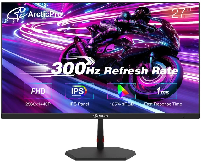 Main image of 27 inch 300Hz 240Hz Gaming Monitor, FHD 1080p, 1ms, PC Monitor Gaming, IPS, Adaptive sync, PC Computer Monitor, sRGB 125%, Ultra Slim, DP x2, HDMI x2, VESA Support, with DP cable up to 300Hz