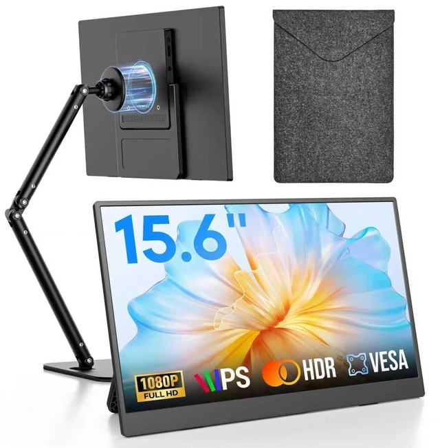 Main image of 15.6" Portable Monitor, FHD 1080P IPS Travel Monitor for Laptop, Magnetic Foldable Stand & Protective Case Included, USB-C & Mini HDMI Screen Extender for Laptop Mac PC Phone Xbox PS4/5 Switch