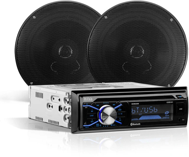 Main image of 656BCK Car Stereo Package - Single Din, Bluetooth, CD MP3 USB AM FM Radio, 6.5 Inch 2 Way Full Range Speakers, Black