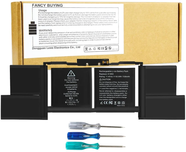 Main image of A1953 Laptop Battery for MacBook Pro A1990 (Mid 2018 2019) MacBook Pro 15" EMC 3215 EMC 3359 BTO/CTO MV902LL/A MV912LL/A MV922LL/A MV932LL/A MV942LL/A MV952LL/A MR962LL/A MV962LL/A MV972LL/A MV902B/A