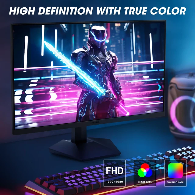 Alt view image 2 of 4 - 27 Inch Gaming Monitor 240hz, 1ms, FHD 1920x1080, 90% DCI-P3, 100% sRGB Color Gamut, Adaptive Sync Compatible, HDMI, DisplayPort, Black, GN02