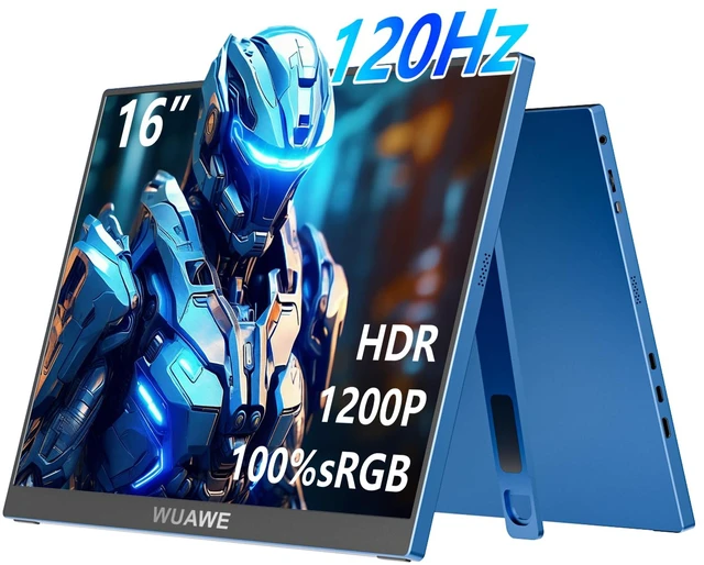 Main image of 16" 1200P 120Hz Portable Monitor for Laptop, 100% sRGB Portable Laptop Monitor with Built-in Stand, HDR and Freensync, External USB C Monitor for Phone, MacBook, Laptop, PC(Blue)