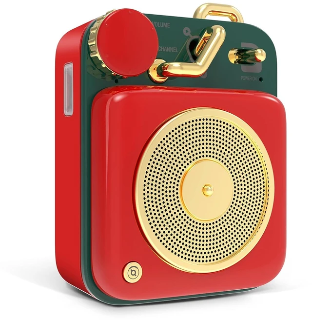 Main image of Mini Bluetooth Speaker, Button Small Cute Portable Metal Retro Wireless Speaker with Loud Volume Great Sound and Portable Lanyard & Gift Bag for Office Classic Vintage Decor